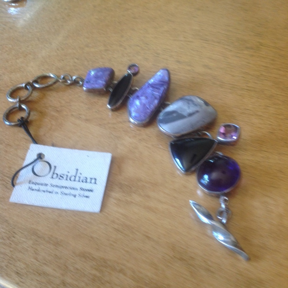Bracelet sterling mixed semi precious stones